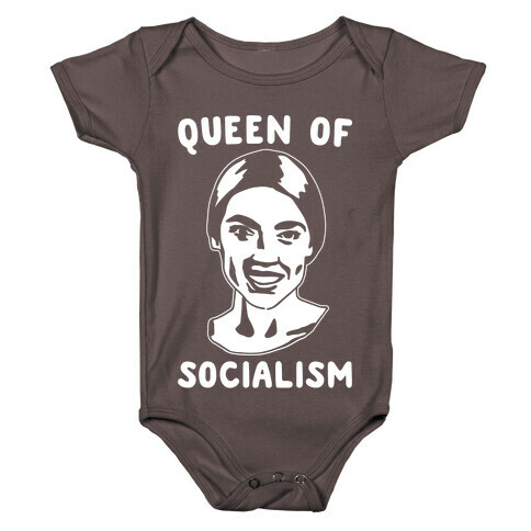 Queen of Socialism Alexandria Ocasio Cortez White Print Baby One-Piece