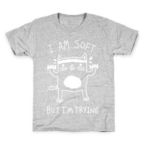 I'm Soft But I'm Trying Gym Cat Kids T-Shirt