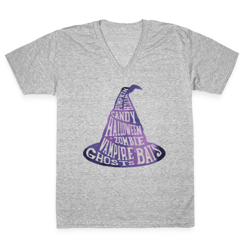 Halloween Witch's Hat V-Neck Tee Shirt