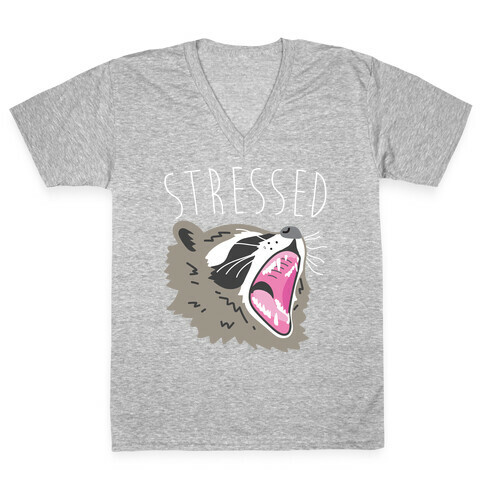Stressed Raccoon V-Neck Tee Shirt