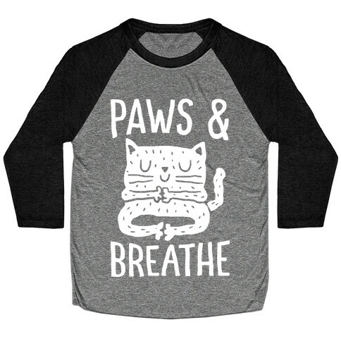 Paws And Breathe Yoga Cat Baseball Tee