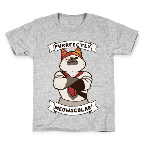 Purrfectly Meowscular  Kids T-Shirt