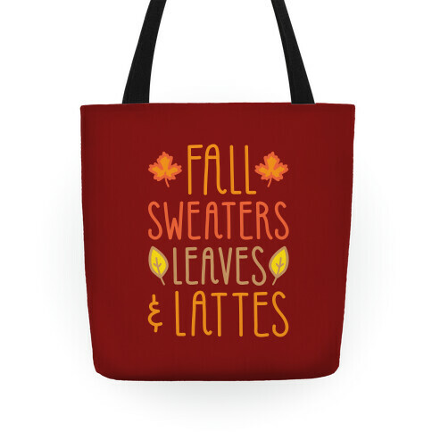 Fall Sweaters Leaves and Lattes Tote