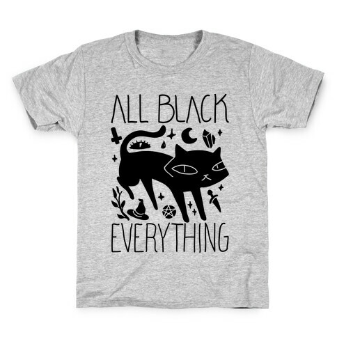 All Black Everything Cat Kids T-Shirt