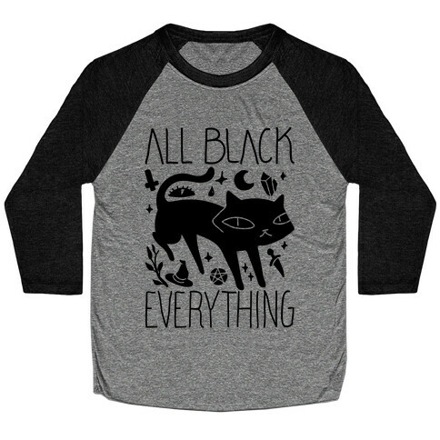 All Black Everything Cat Baseball Tee
