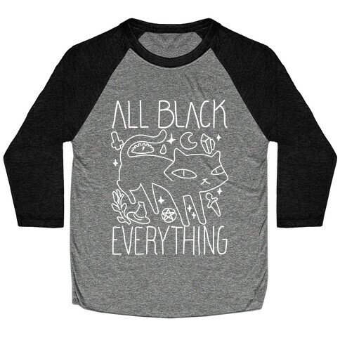 All Black Everything Cat Baseball Tee