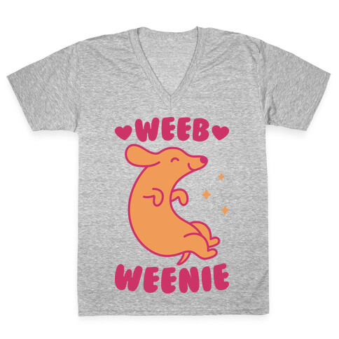 Weeb Weenie Dachshund V-Neck Tee Shirt
