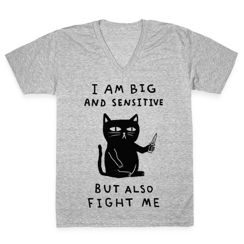 I Am Big And Sensitive But Also Fight Me V-Neck Tee Shirt