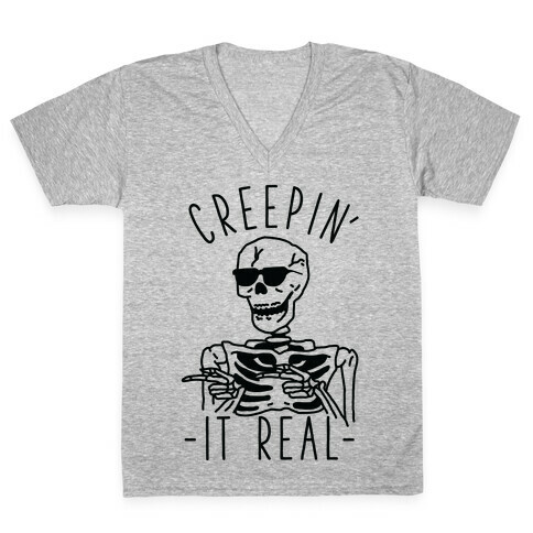 Creepin' It Real Skeleton  V-Neck Tee Shirt