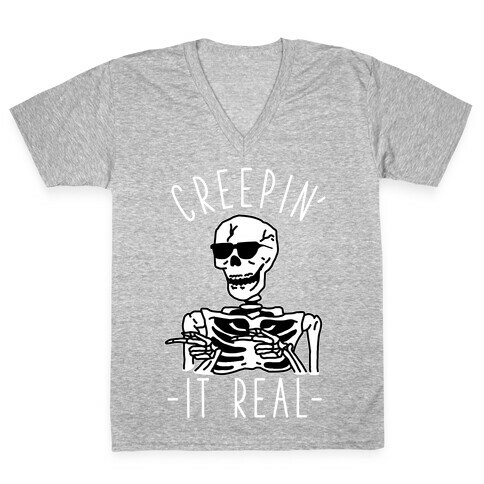 Creepin' It Real Skeleton  V-Neck Tee Shirt