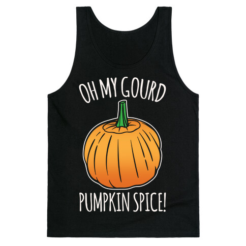 Oh My Gourd Pumpkin Spice White Print Tank Top