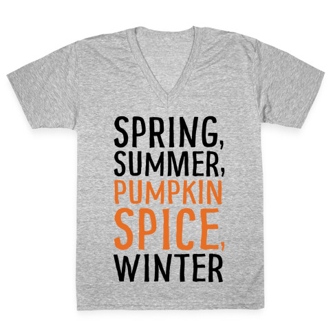 Spring Summer Pumpkin Spice Winter V-Neck Tee Shirt