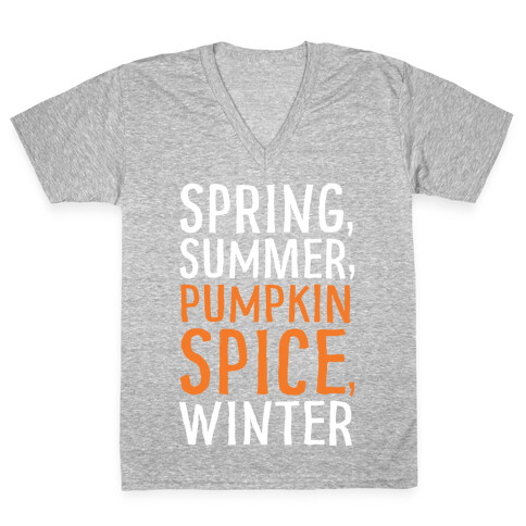 Spring Summer Pumpkin Spice Winter V-Neck Tee Shirt