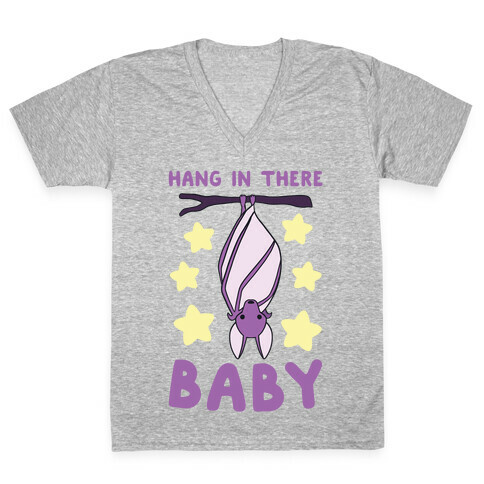 Hang In There, Baby - Bat  V-Neck Tee Shirt