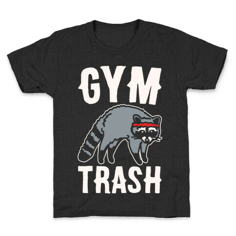 Gym Trash Raccoon White Print Kids T-Shirt