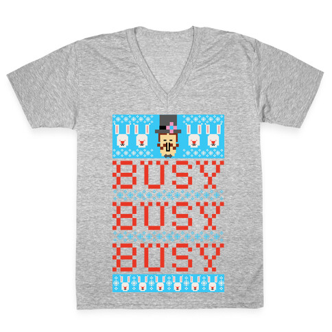 Busy Busy Busy Frosty Ugly Sweater V-Neck Tee Shirt