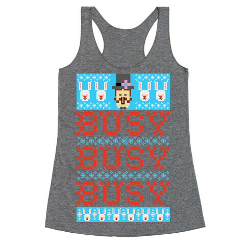 Busy Busy Busy Frosty Ugly Sweater Racerback Tank Top