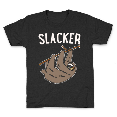 Slacker Sloth White Print Kids T-Shirt