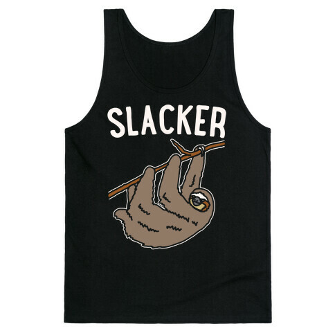 Slacker Sloth White Print Tank Top