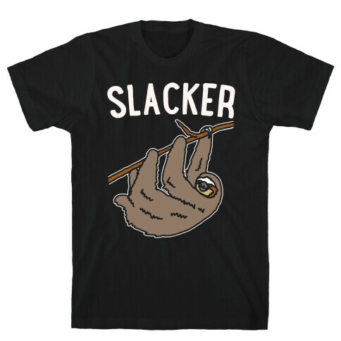Slacker Sloth White Print T-Shirt