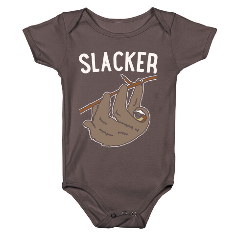 Slacker Sloth White Print Baby One-Piece