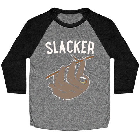 Slacker Sloth White Print Baseball Tee
