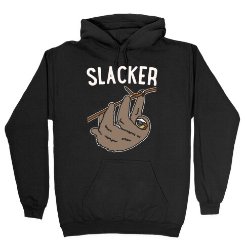 Slacker Sloth White Print Hooded Sweatshirt