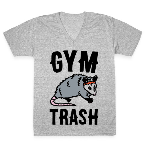 Gym Trash Opossum  V-Neck Tee Shirt