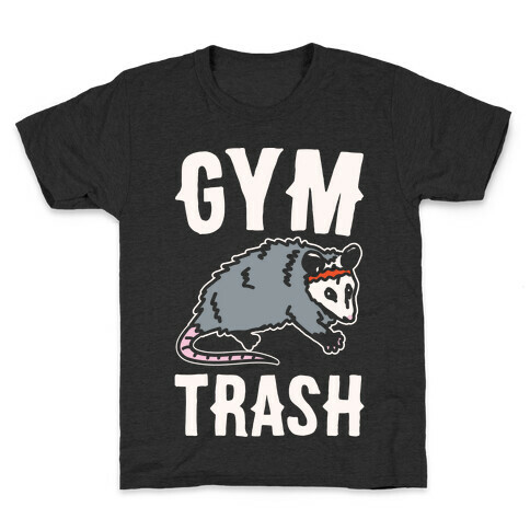 Gym Trash Opossum White Print Kids T-Shirt