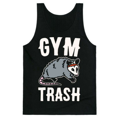 Gym Trash Opossum White Print Tank Top
