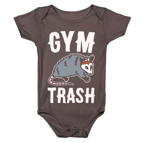 Gym Trash Opossum White Print Baby One-Piece