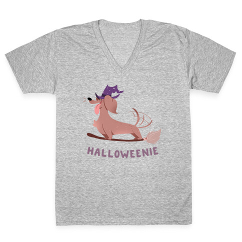 A Halloweenie!  V-Neck Tee Shirt