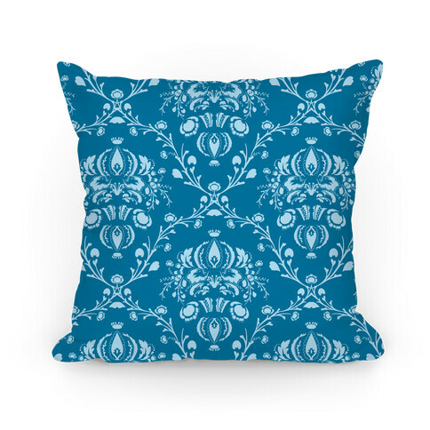 Blue Damask Pattern Pillow Pillow