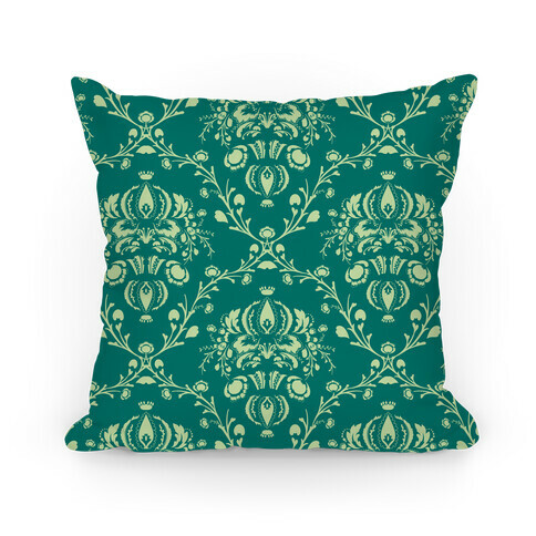 Green Damask Floral Pattern Pillow Pillow