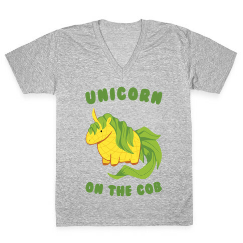 Unicorn On The Cob V-Neck Tee Shirt