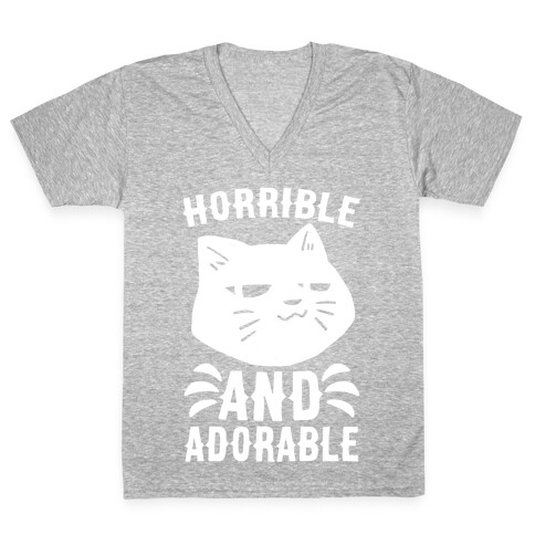 Horrible and Adorable - Cat V-Neck Tee Shirt