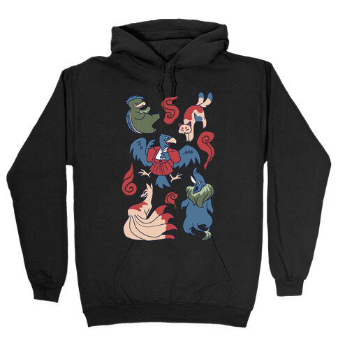 Yokai Guys Pattern  Hooded Sweatshirt