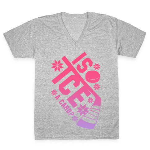 Is Ice A Carb? (Pink) V-Neck Tee Shirt