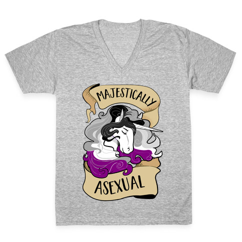 Majestically Asexual V-Neck Tee Shirt