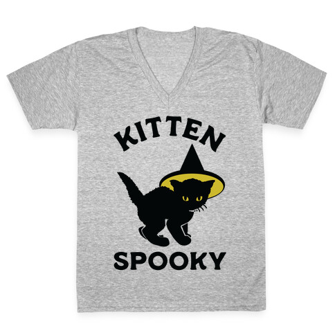 Kitten Spooky V-Neck Tee Shirt