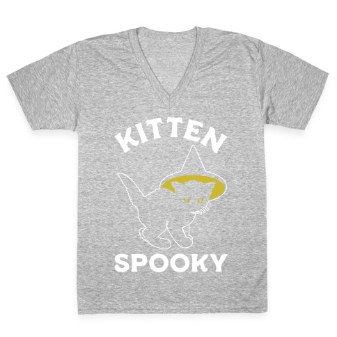 Kitten Spooky V-Neck Tee Shirt