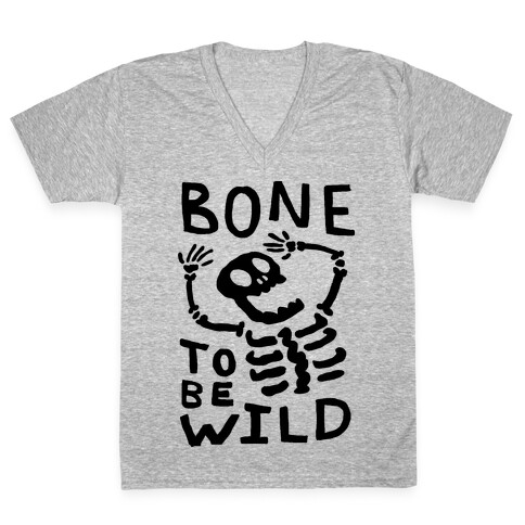 Bone To Be Wild Skeleton V-Neck Tee Shirt