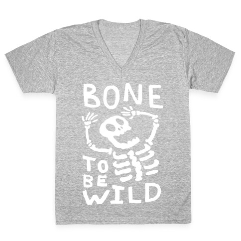 Bone To Be Wild Skeleton V-Neck Tee Shirt