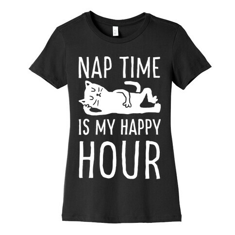 Nap Time Is My Happy Hour Cat Womens T-Shirt