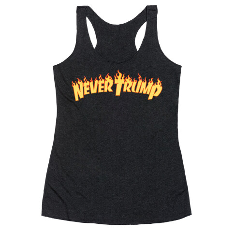 Never Trump Thrasher Logo Parody White Print Racerback Tank Top