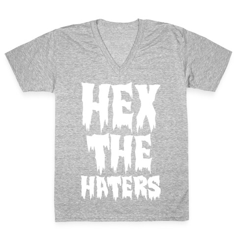 Hex The Haters White Print V-Neck Tee Shirt