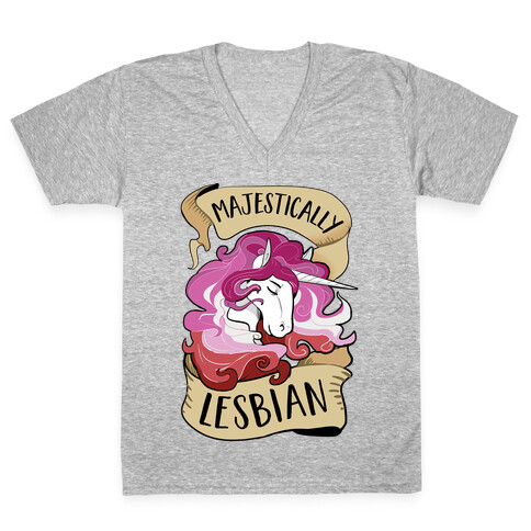 Majestically Lesbian V-Neck Tee Shirt