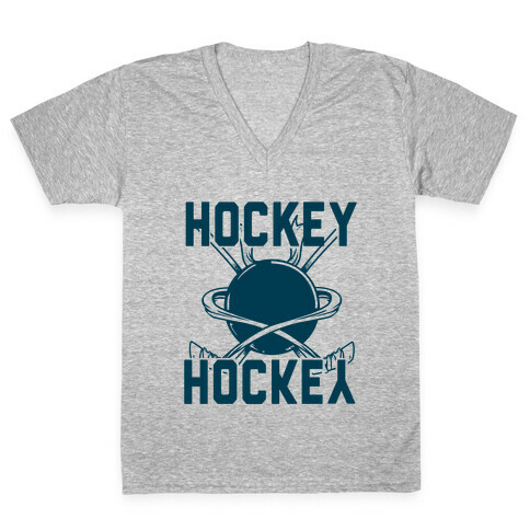 Hockey Upside Down is Still Hockey! V-Neck Tee Shirt