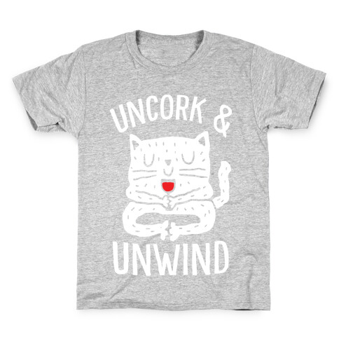 Uncork And Unwind Yoga Cat Kids T-Shirt