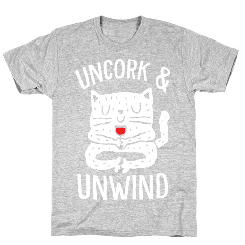 Uncork And Unwind Yoga Cat T-Shirt